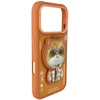 „Nimmy Cool&Cute 2.0“ katės formos dėklas, skirtas „iPhone 17 Pro Max“, su magnetiniu laikikliu – oranžinis