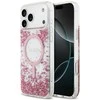 Guess Resin Bottom Glitter MagSafe dėklas Apple iPhone 17 Pro Max rožinės spalvos