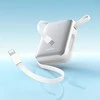 Išorinė baterija su USB-C ir Lightning laidais, balta, 10000 mAh