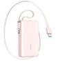 Joyroom JR-PR2L 10000mAh 35W Powerbank'as su integruotu ištraukiamu USB-C kabeliu ir „Lightning“ dirželiniu laidu - Rožinis