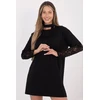 Juoda suknelė su nėrinių rankovėmis Italy Moda