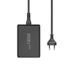 Hama GaN 140W PD/QC 3x USB-C, 2x USB-A juoda