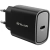 Juodas 20 W USB-C PD sieninis įkroviklis Tellur