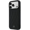 Juodas dėklas Mercedes-Benz Leather with Crossed Lines MagSafe iPhone 17 Pro Max