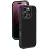 Juodas itin tvirtas telefono dėklas iPhone 16 Pro iš aramido AmazingThing