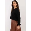 Juodas megztinis su raukiniais rankovėse Italy Moda