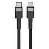 Juodas USB-C į Lightning laidas 3A, 1 m