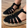 Juodi moteriški espadrilės tipo sandalai iš eko zomšos
