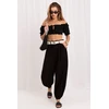 Juodos jogger stiliaus kelnės Rue Paris