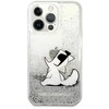 Karl Lagerfeld blizgantis Choupette dėklas iPhone 13 Pro Max - sidabrinis