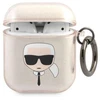 Karl Lagerfeld KLA2UKHGD AirPods dėklas aukso spalvos Glitter Karl`s Head