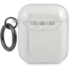 Karl Lagerfeld KLA2UKHGS AirPods dėklas sidabro spalvos Glitter Karl`s Head