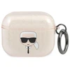 Karl Lagerfeld Blizgučių dėklas su Karlo galvos motyvu AirPods 3 - Auksinis
