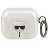 Karl Lagerfeld Blizgučių dėklas su Karlo galva AirPods 3 - sidabrinis