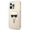 Karl Lagerfeld KLHCP13LKHTUGLGO Apple iPhone 13 Pro / 13 6,1″ auksinis kietas dėklas Glitter Karl`s Head