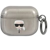 Karl Lagerfeld Blizgučių Karlo galvos dėklas AirPods Pro - Juodas