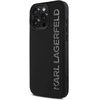Karl Lagerfeld blizgus juodas 3D silikoninis dėklas iPhone 16 Pro