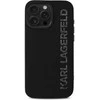 Karl Lagerfeld blizgus juodas 3D silikoninis dėklas iPhone 16 Pro