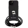 Karl Lagerfeld KLHCP15SSASKNPSK Apple iPhone 15 / 14 / 13 6.1″ kietas dėklas juodos spalvos Crossbody Saffiano Mon