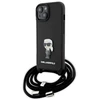 Karl Lagerfeld KLHCP15SSASKNPSK Apple iPhone 15 / 14 / 13 6.1″ kietas dėklas juodos spalvos Crossbody Saffiano Mon
