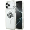 Karl Lagerfeld IML Glitter Karl & Choupette Sketch Logo MagSafe dėklas, skirtas iPhone 17 Pro Max, skaidrus