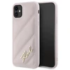 Karl Lagerfeld KLHCN61PQDSMGP Apple iPhone 11 / Xr 6.1″ rožinės spalvos kietas dėklas Diagonal Quilted Script