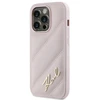 Karl Lagerfeld KLHCP14LPQDSMGP Apple iPhone 14 Pro 6.1″ rožinės spalvos kietas dėklas Diagonal Quilted Script