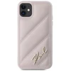 Karl Lagerfeld KLHCN61PQDSMGP Apple iPhone 11 / Xr 6.1″ rožinės spalvos kietas dėklas Diagonal Quilted Script