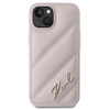 Karl Lagerfeld KLHCP15SPQDSMGP Apple iPhone 15/ 14 / 13 6.1″ rožinės spalvos kietas dėklas Diagonal Quilted Script