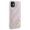 Karl Lagerfeld KLHCN61PQDSMGP Apple iPhone 11 / Xr 6.1″ rožinės spalvos kietas dėklas Diagonal Quilted Script