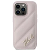 Karl Lagerfeld KLHCP14LPQDSMGP Apple iPhone 14 Pro 6.1″ rožinės spalvos kietas dėklas Diagonal Quilted Script