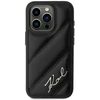 Karl Lagerfeld KLHCP15XPQDSMGK Apple iPhone 15 Pro Max 6.7″ juodos spalvos kietas dėklas Diagonal Quilted Script