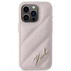 Karl Lagerfeld KLHCP15XPQDSMGP Apple iPhone 15 Pro Max 6.7″ rožinės spalvos kietas dėklas Diagonal Quilted Script
