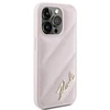 Karl Lagerfeld KLHCP15XPQDSMGP Apple iPhone 15 Pro Max 6.7″ rožinės spalvos kietas dėklas Diagonal Quilted Script