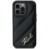 Karl Lagerfeld KLHCP14LPQDSMGK Apple iPhone 14 Pro 6.1″ juodos spalvos kietas dėklas Diagonal Quilted Script