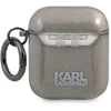 Karl Lagerfeld KLA2UKHGK AirPods dėklas juodos spalvos Glitter Karl`s Head