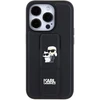 Dėklas Karl Lagerfeld KLHCP15LGSAKCPK IPHONE 15 PRO 6.1 "Juodas/Juodas HARDCASE GRIPSTAND SAFFIANO KARL & CHUPETTE PINS