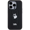 Karl Lagerfeld KLHCP15XGSACHPK Apple iPhone 15 Pro Max 6.7″ juodos spalvos kietas dėklas Gripstand Saffiano Choupe