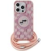 Karl Lagerfeld IML Crossbody Monogram Karl & Choupette Head MagSafe dėklas iPhone 15 Pro telefonui - rausvas
