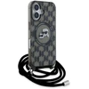 Karl Lagerfeld KLHMP16SHCKCKLCK Apple iPhone 16 6.1″ juodos spalvos kietas dėklas IML Crossbody Monogram Karl &amp; &amp; Chou