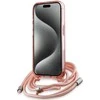 Karl Lagerfeld IML Crossbody Monogram Karl & Choupette Head MagSafe dėklas iPhone 15 Pro telefonui - rausvas