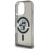 Karl Lagerfeld IML Glitter Karl and Choupette Sketch MagSafe dėklas Apple iPhone 16 Pro Max juodos spalvos