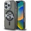 Karl Lagerfeld IML Glitter Karl and Choupette Sketch MagSafe dėklas Apple iPhone 16 Pro Max juodos spalvos