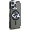 Karl Lagerfeld IML Glitter Karl and Choupette Sketch MagSafe dėklas Apple iPhone 16 Pro Max juodos spalvos