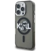 Karl Lagerfeld IML Glitter Karl and Choupette Sketch MagSafe dėklas Apple iPhone 16 Pro juodos spalvos