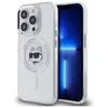 Karl Lagerfeld KLHMP14LHLSCHH Apple iPhone 14 Pro 6.1″ baltos spalvos kietas dėklas IML Metal Choupette Head MagS