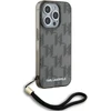 Karl Lagerfeld KLHCP15LHKDPNSK Apple iPhone 15 Pro 6.1″ juodos spalvos kietas dėklas IML Mono KL Pattern & Cord