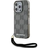 Karl Lagerfeld KLHCP15LHKDPNSK Apple iPhone 15 Pro 6.1″ juodos spalvos kietas dėklas IML Mono KL Pattern & Cord