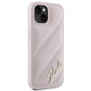Karl Lagerfeld KLHCP14SPQDSMGP Apple iPhone 14 / 15 / 13 6.1″ rožinės spalvos kietas dėklas Diagonal Quilted Script