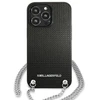 Karl Lagerfeld KLHCP13XPMK Apple iPhone 13 Pro Max 6,7″ kietas dėklas juodos spalvos Leather Textured and Chain